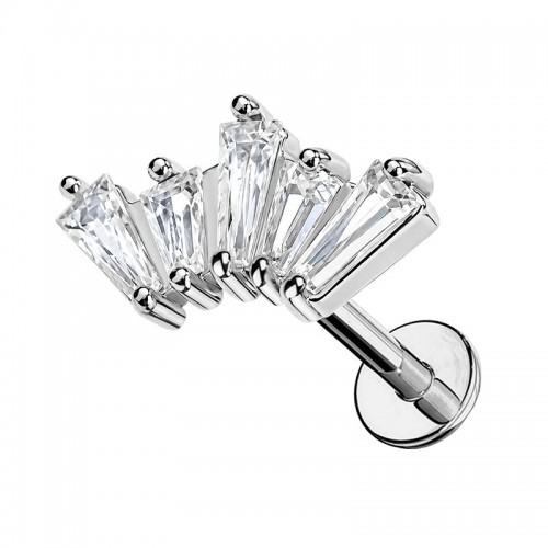 PIERCING LABRET CON VENTAGLIO DI ZIRCONIA A BAGUETTE - JQ800L141