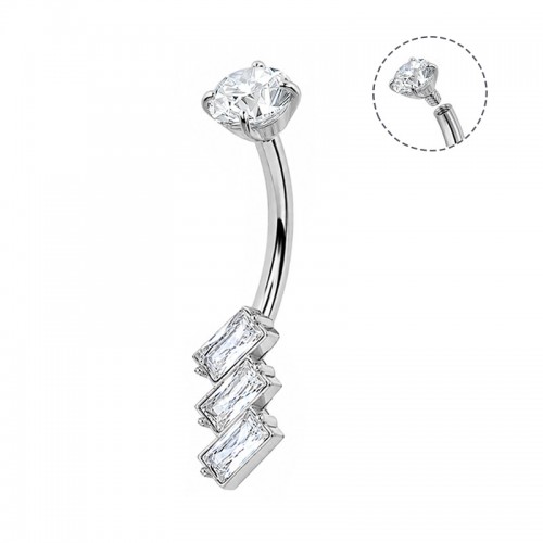 PIERCING A BANANA CON TRE ZIRCONIA BAGUETTE IN DIAGONALE - JQ920B144