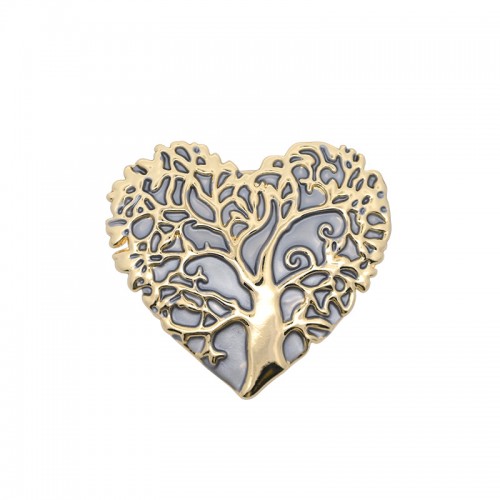 SPILLA MAGNETICA SMALTATA A CUORE CON ALBERO DELLA VITA - SW2468B788