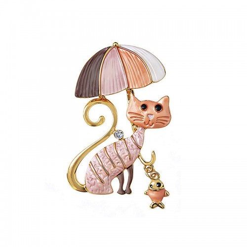 SPILLA MAGNETICA SMALTATA GATTO CON OMBRELLO - SW2673C796